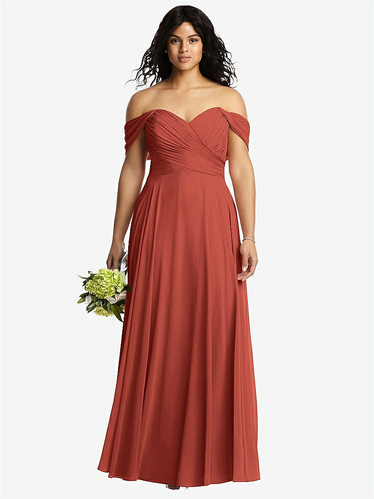 【STYLE: 2970】Off-the-Shoulder Draped Chiffon Maxi Dress【COLOR: Amber Sunset】