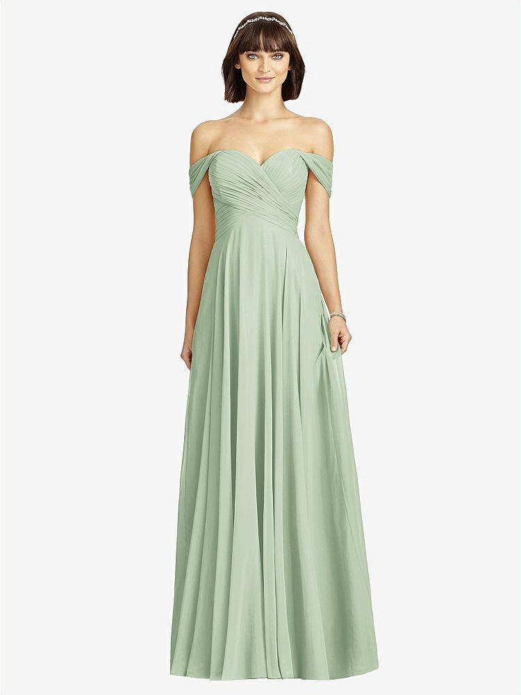 【STYLE: 2970】Off-the-Shoulder Draped Chiffon Maxi Dress【COLOR: Celadon】