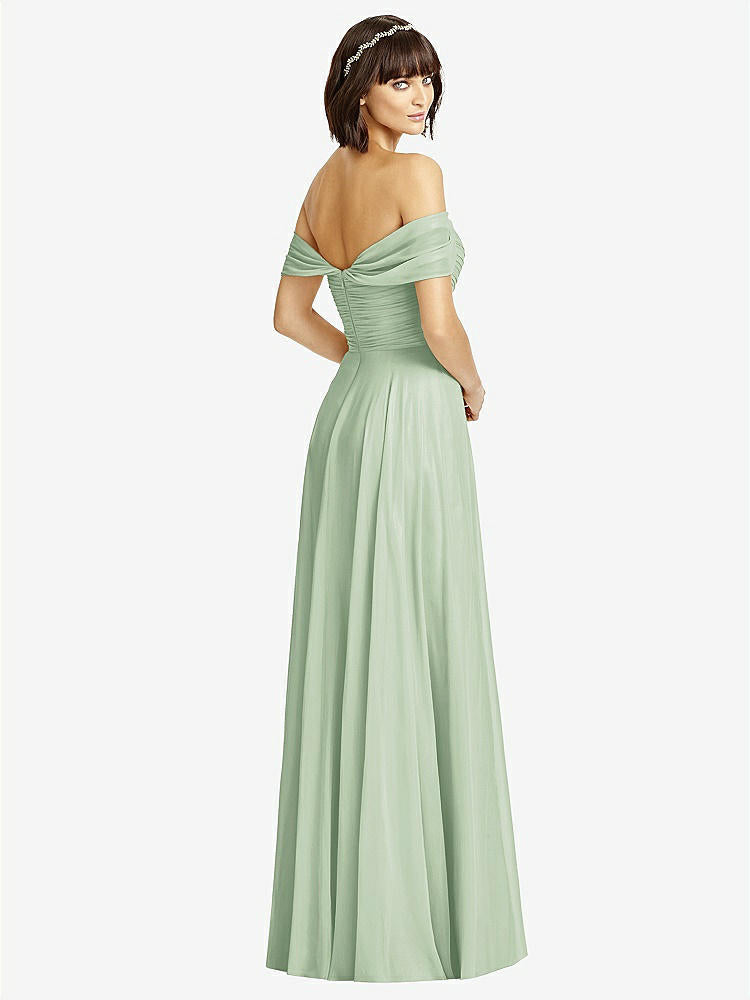 【STYLE: 2970】Off-the-Shoulder Draped Chiffon Maxi Dress【COLOR: Celadon】