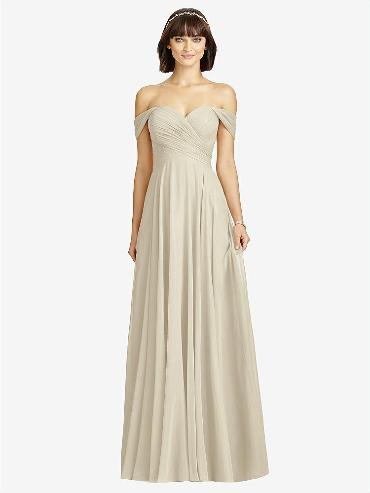 【STYLE: 2970】Off-the-Shoulder Draped Chiffon Maxi Dress【COLOR: Champagne】