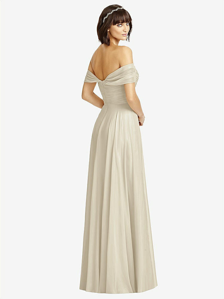 【STYLE: 2970】Off-the-Shoulder Draped Chiffon Maxi Dress【COLOR: Champagne】