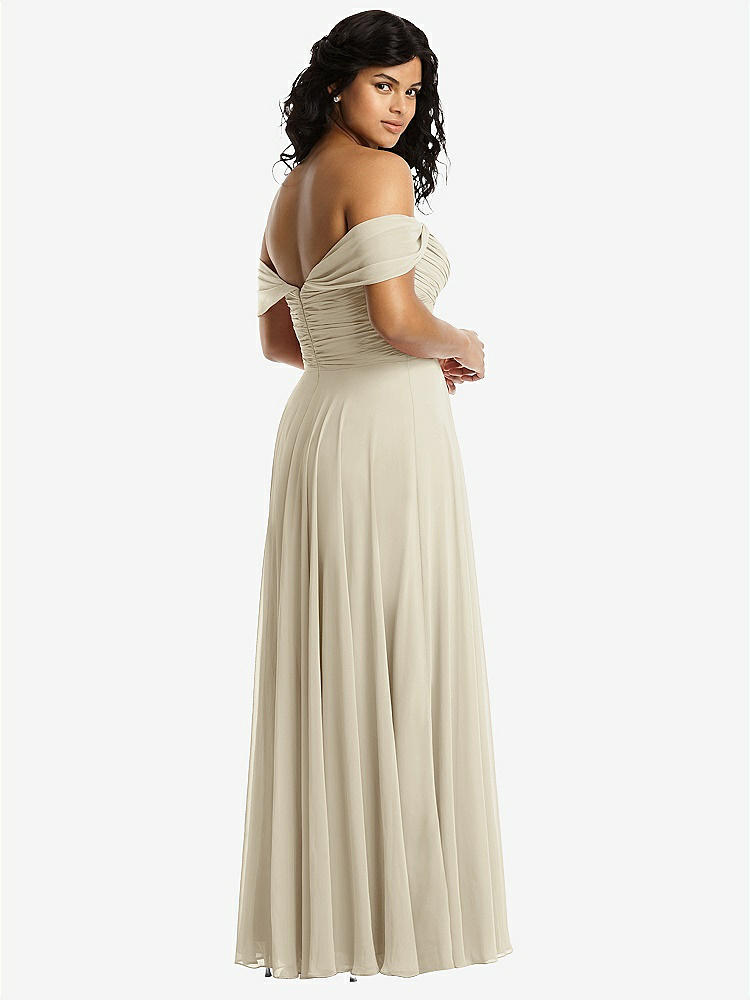 【STYLE: 2970】Off-the-Shoulder Draped Chiffon Maxi Dress【COLOR: Champagne】