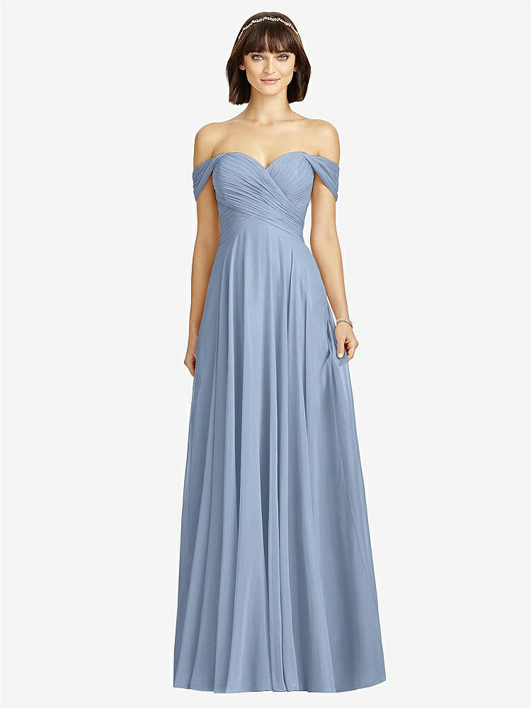 【STYLE: 2970】Off-the-Shoulder Draped Chiffon Maxi Dress【COLOR: Cloudy】