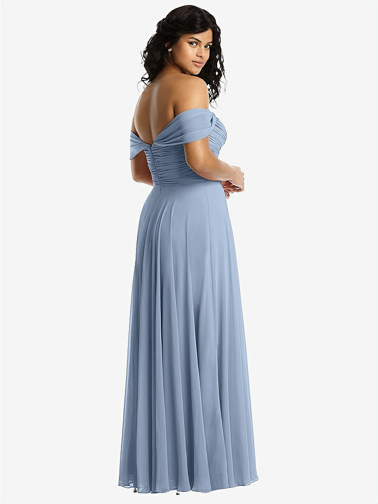 【STYLE: 2970】Off-the-Shoulder Draped Chiffon Maxi Dress【COLOR: Cloudy】