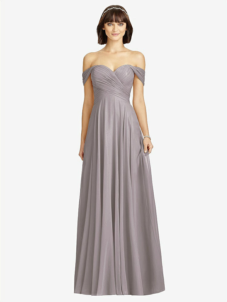 【STYLE: 2970】Off-the-Shoulder Draped Chiffon Maxi Dress【COLOR: Cashmere Gray】