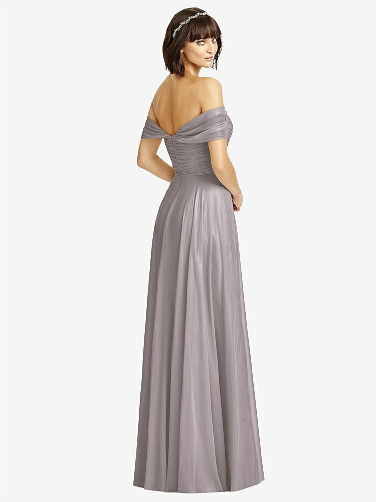 【NEW】【STYLE: 2970】オフショルダー ドレープ シフォン マキシ ドレス【COLOR: Cashmere Gray】【SIZE: 00-30W】