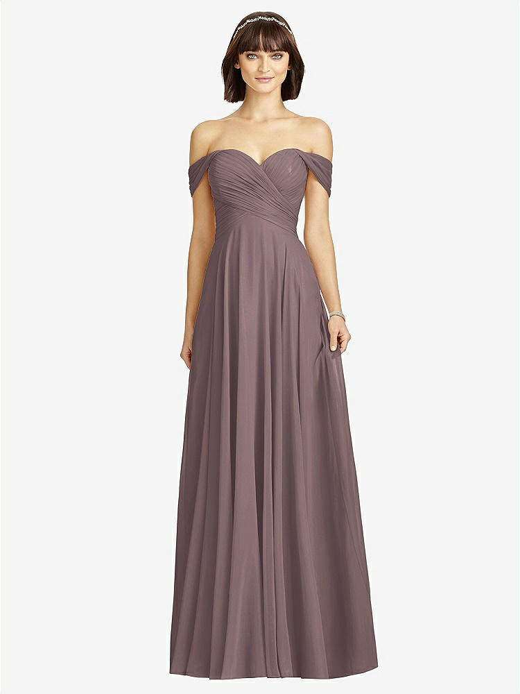 【STYLE: 2970】Off-the-Shoulder Draped Chiffon Maxi Dress【COLOR: French Truffle】