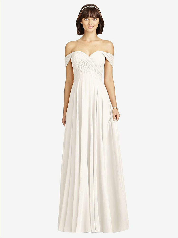 【STYLE: 2970】Off-the-Shoulder Draped Chiffon Maxi Dress【COLOR: Ivory】