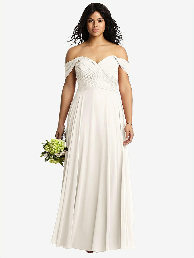 【STYLE: 2970】Off-the-Shoulder Draped Chiffon Maxi Dress【COLOR: Ivory】