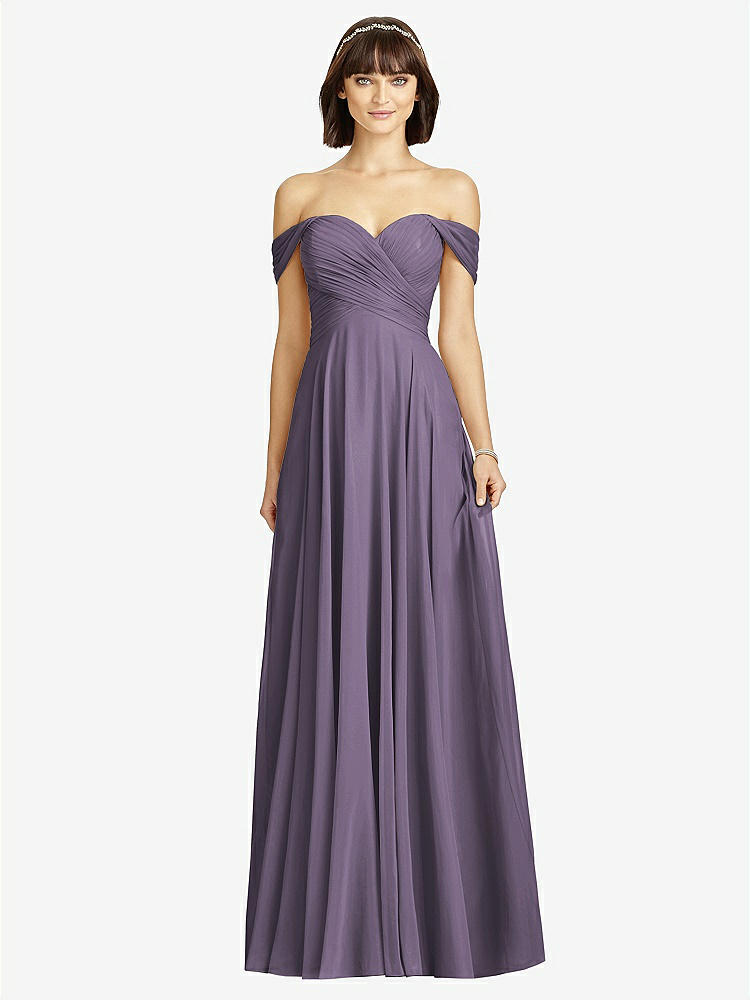 【NEW】【STYLE: 2970】オフショルダー ドレープ シフォン マキシ ドレス【COLOR: Lavender】【SIZE: 00-30W】