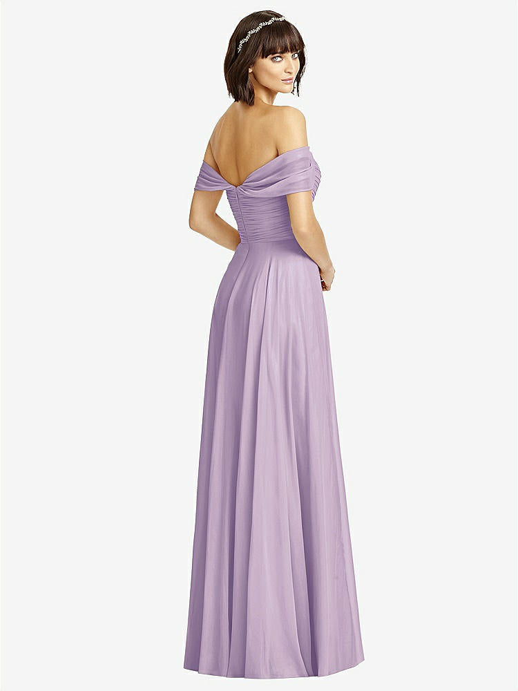 【NEW】【STYLE: 2970】オフショルダー ドレープ シフォン マキシ ドレス【COLOR: Pale Purple】【SIZE: 00-30W】