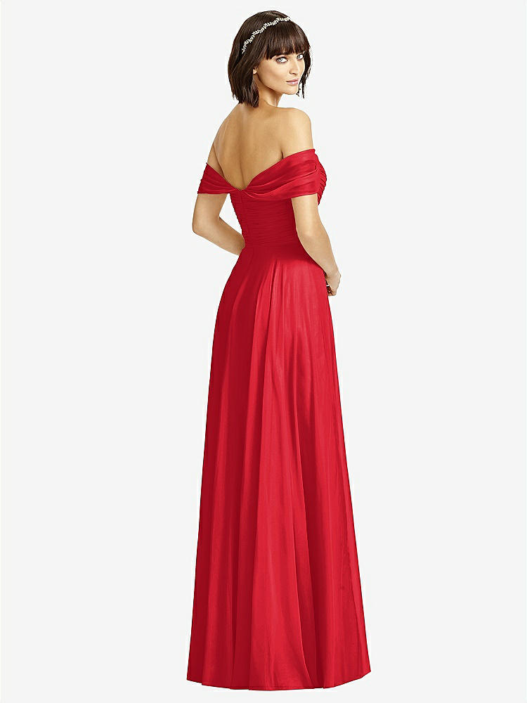 【STYLE: 2970】Off-the-Shoulder Draped Chiffon Maxi Dress【COLOR: Parisian Red】