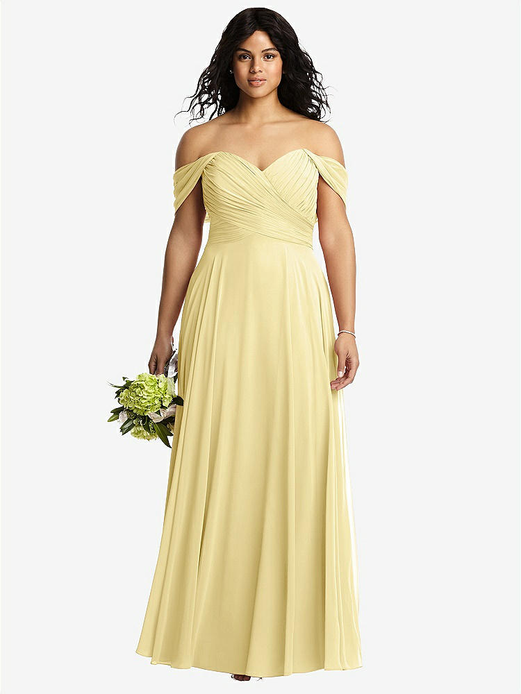 STYLE: 2970】Off-the-Shoulder Draped Chiffon Maxi Dress【COLOR