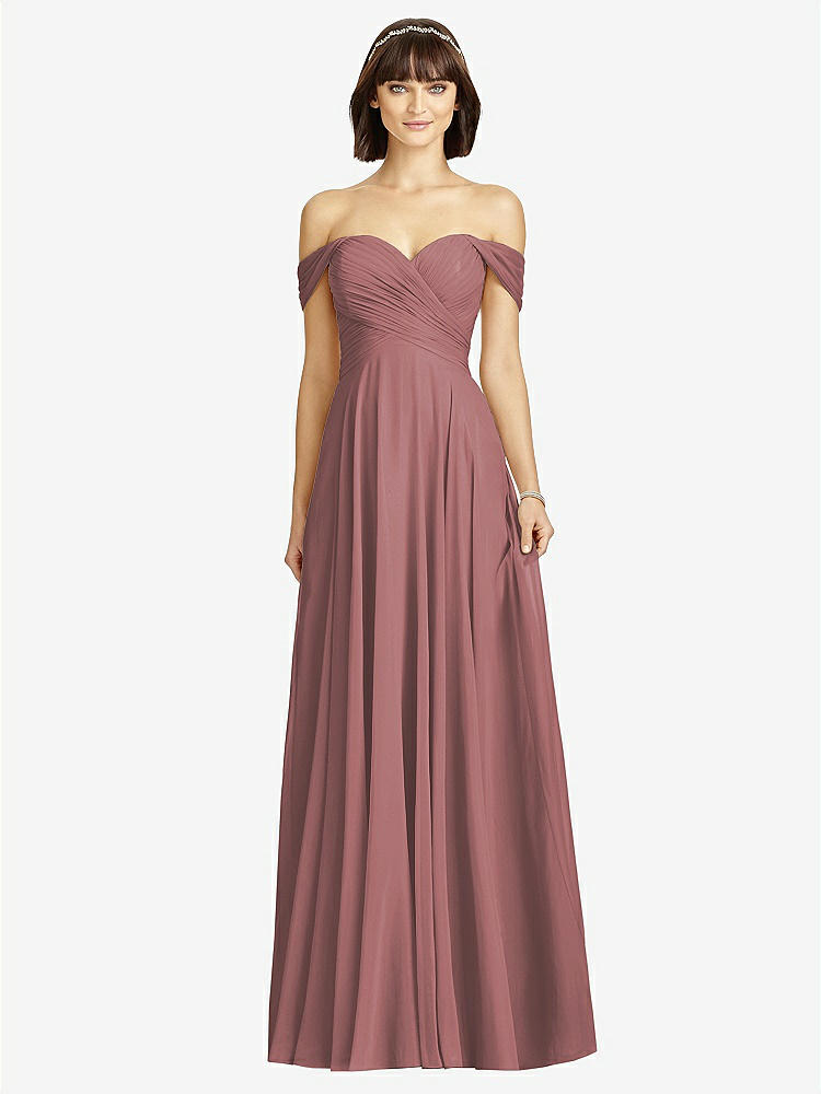 【STYLE: 2970】Off-the-Shoulder Draped Chiffon Maxi Dress【COLOR: Rosewood】