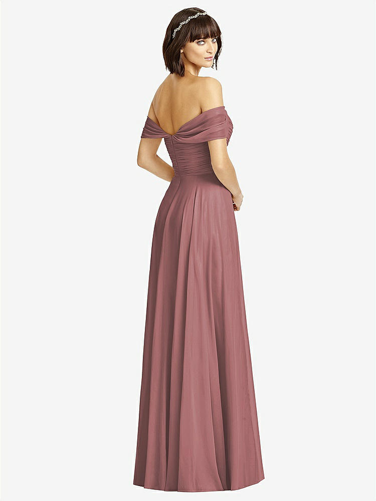 【STYLE: 2970】Off-the-Shoulder Draped Chiffon Maxi Dress【COLOR: Rosewood】