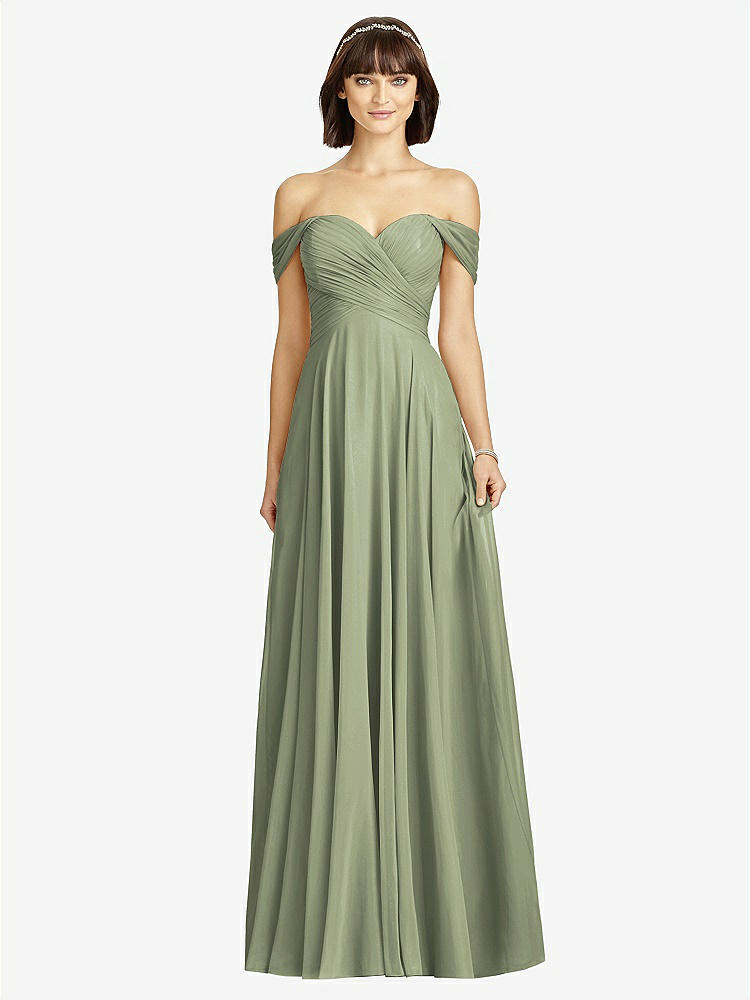 【STYLE: 2970】Off-the-Shoulder Draped Chiffon Maxi Dress【COLOR: Sage】