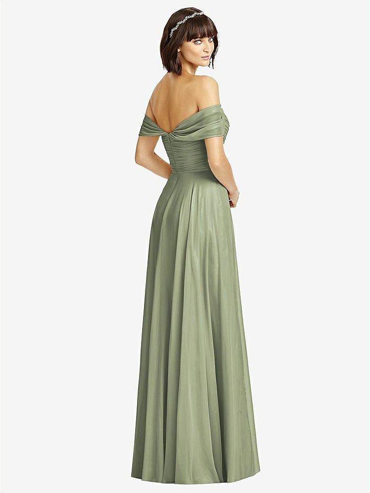 【STYLE: 2970】Off-the-Shoulder Draped Chiffon Maxi Dress【COLOR: Sage】