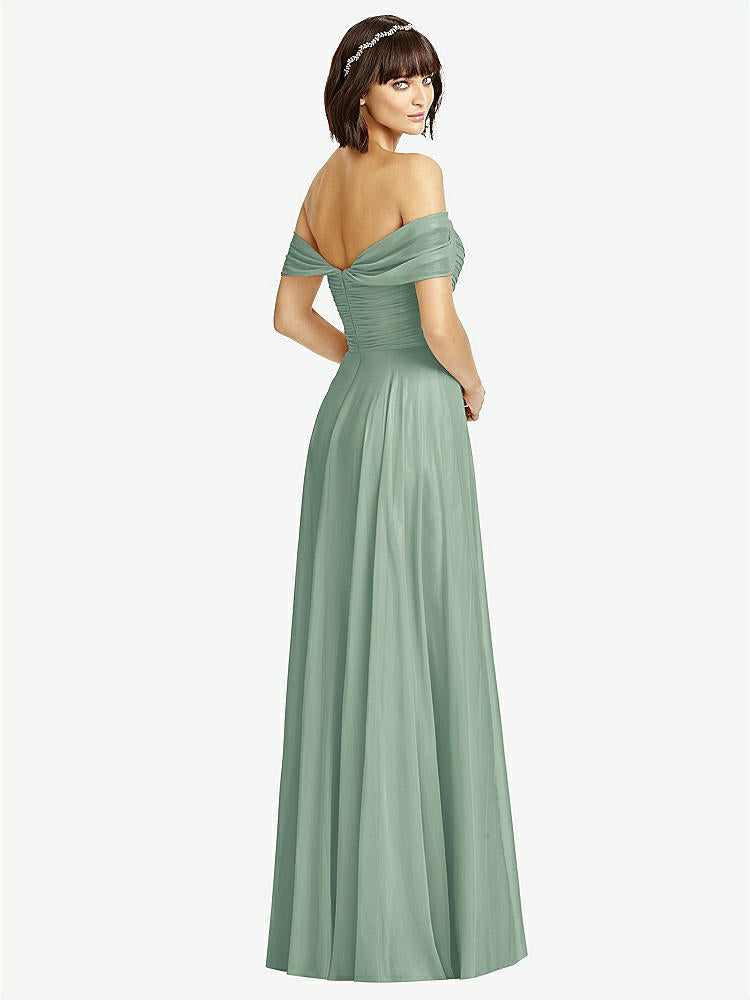 【STYLE: 2970】Off-the-Shoulder Draped Chiffon Maxi Dress【COLOR: Seagrass】