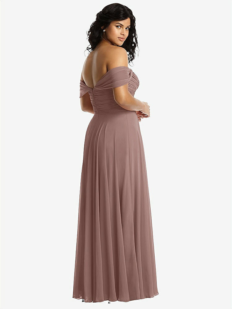 【STYLE: 2970】Off-the-Shoulder Draped Chiffon Maxi Dress【COLOR: Sienna】