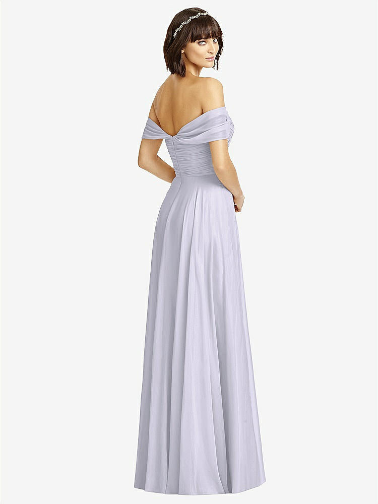 【NEW】【STYLE: 2970】オフショルダー ドレープ シフォン マキシ ドレス【COLOR: Silver Dove】【SIZE: 00-30W】