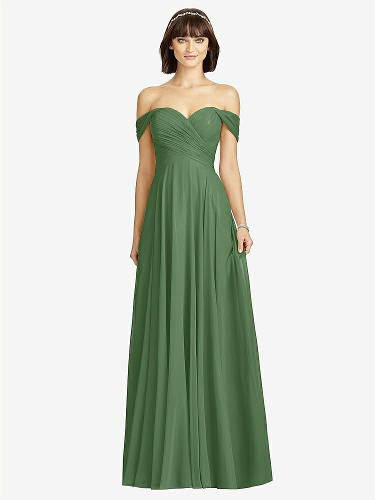 【STYLE: 2970】Off-the-Shoulder Draped Chiffon Maxi Dress【COLOR: Vineyard Green】