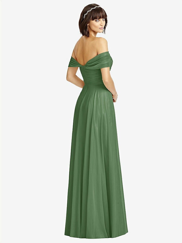 【STYLE: 2970】Off-the-Shoulder Draped Chiffon Maxi Dress【COLOR: Vineyard Green】