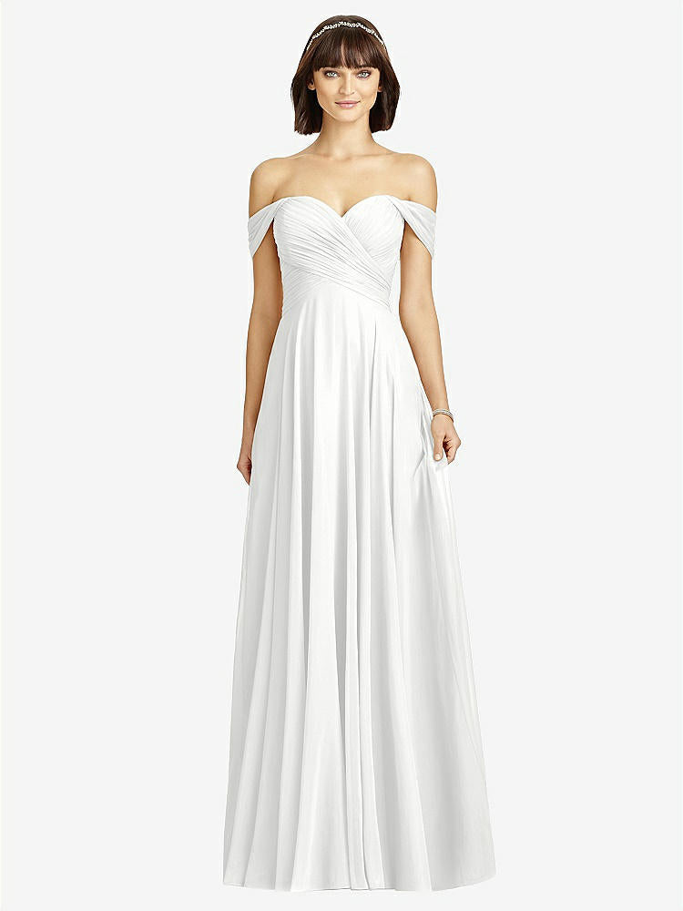 【STYLE: 2970】Off-the-Shoulder Draped Chiffon Maxi Dress【COLOR: White】