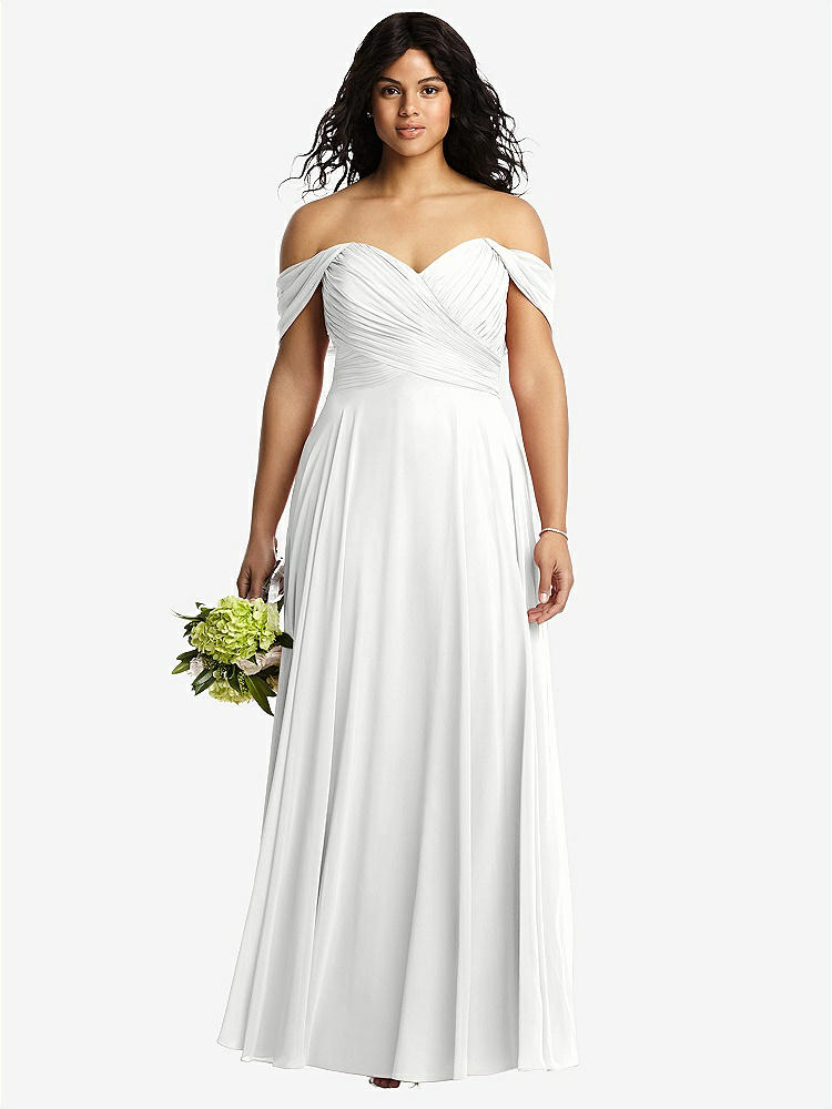 【STYLE: 2970】Off-the-Shoulder Draped Chiffon Maxi Dress【COLOR: White】
