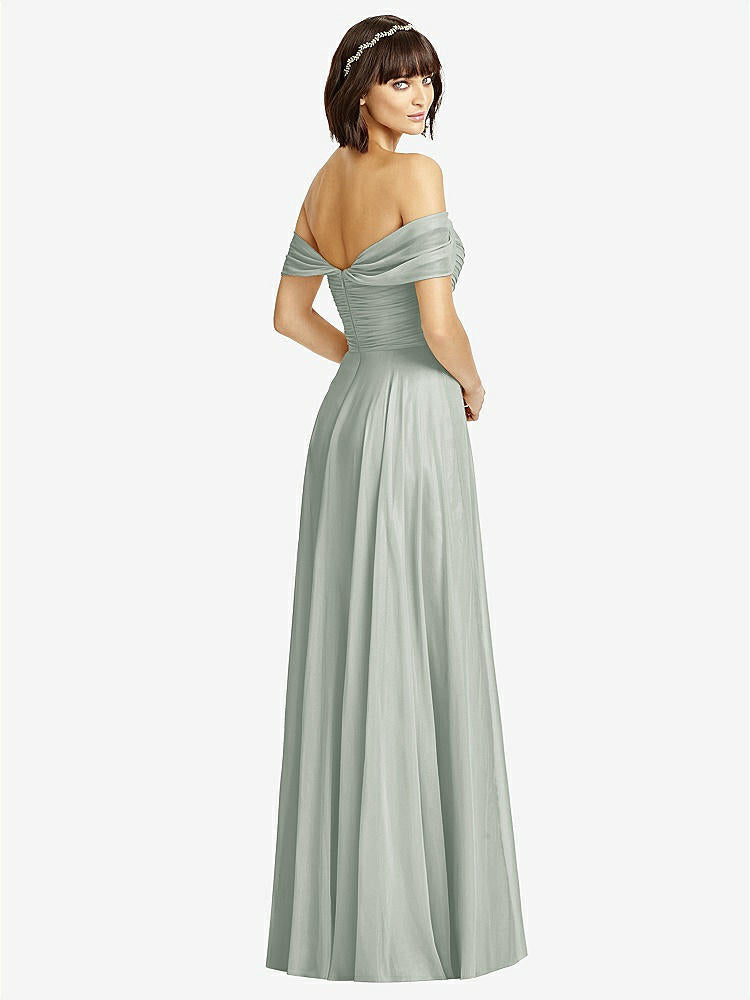 【STYLE: 2970】Off-the-Shoulder Draped Chiffon Maxi Dress【COLOR: Willow Green】
