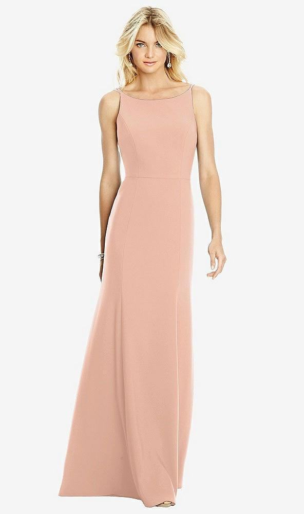 【STYLE: 6758】Bateau Neck Open-Back Trumpet Gown【COLOR: Pale Peach】