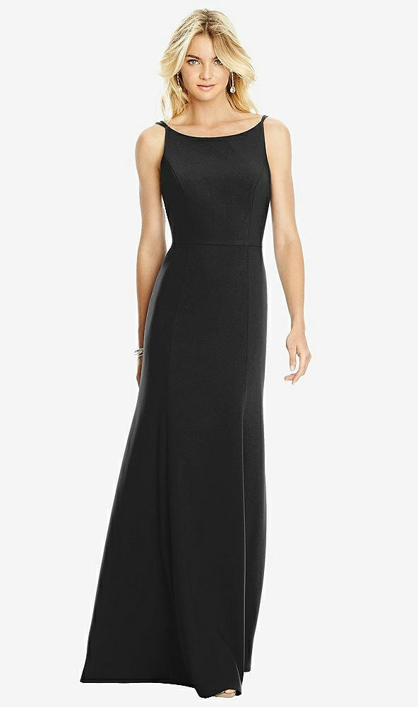 【STYLE: 6758】Bateau Neck Open-Back Trumpet Gown【COLOR: Black】