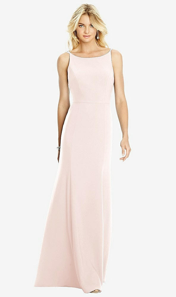 【NEW】【STYLE: 6758】Bateau ネック オープンバック トランペット ガウン【COLOR: Blush】【SIZE: 00-30W】
