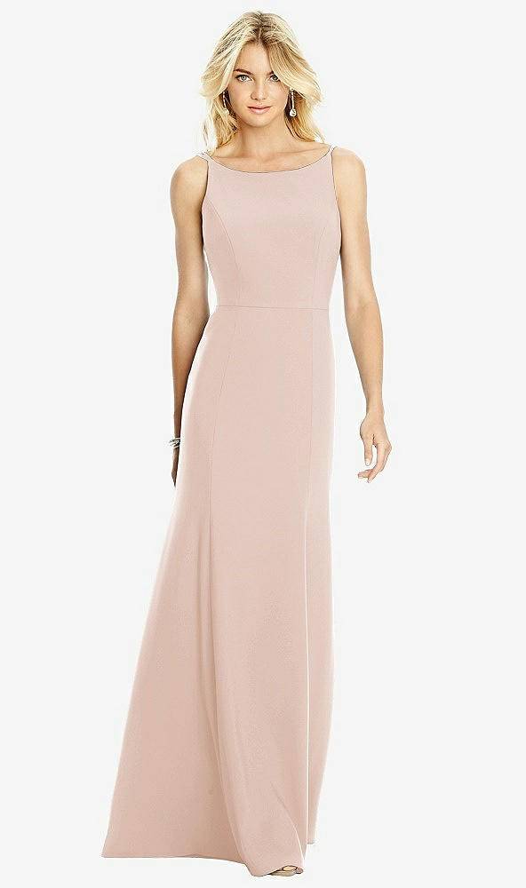 【STYLE: 6758】Bateau Neck Open-Back Trumpet Gown【COLOR: Cameo】