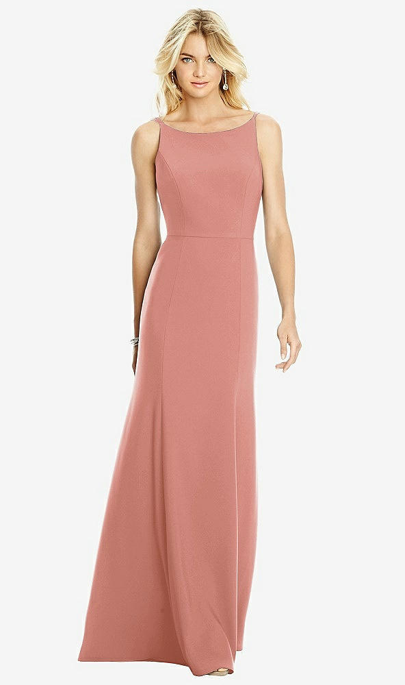【STYLE: 6758】Bateau Neck Open-Back Trumpet Gown【COLOR: Desert Rose】