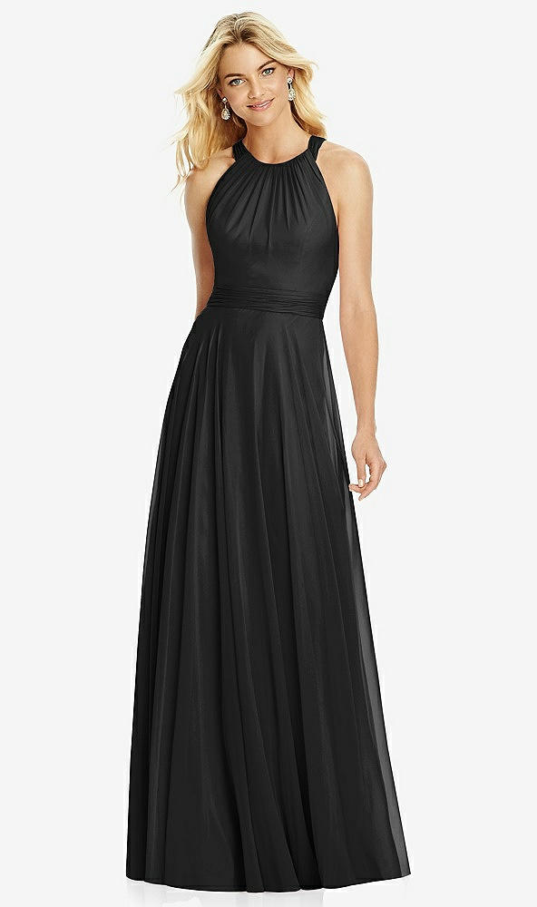 【STYLE: 6760】Cross Strap Open-Back Halter Maxi Dress【COLOR: Black】