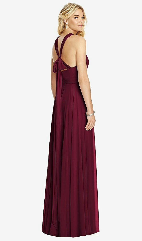 【STYLE: 6760】Cross Strap Open-Back Halter Maxi Dress【COLOR: Cabernet】