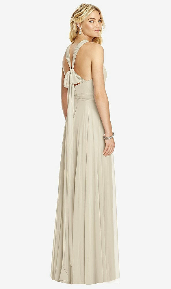 【STYLE: 6760】Cross Strap Open-Back Halter Maxi Dress【COLOR: Champagne】