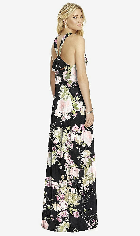 【STYLE: 6760】Cross Strap Open-Back Halter Maxi Dress【COLOR: Noir Garden】