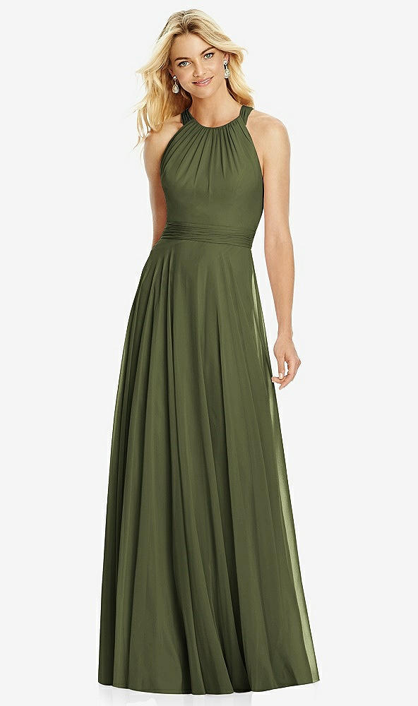 【STYLE: 6760】Cross Strap Open-Back Halter Maxi Dress【COLOR: Olive Green】