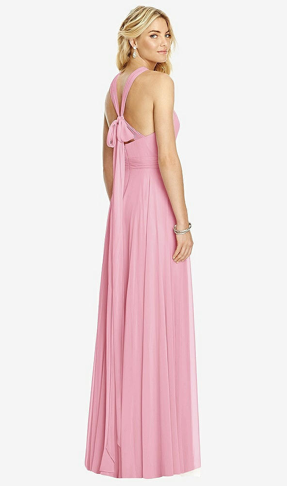 【STYLE: 6760】Cross Strap Open-Back Halter Maxi Dress【COLOR: Peony Pink】