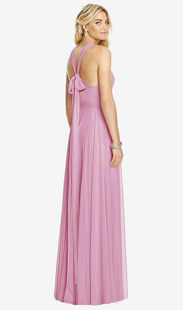 【STYLE: 6760】Cross Strap Open-Back Halter Maxi Dress【COLOR: Powder Pink】