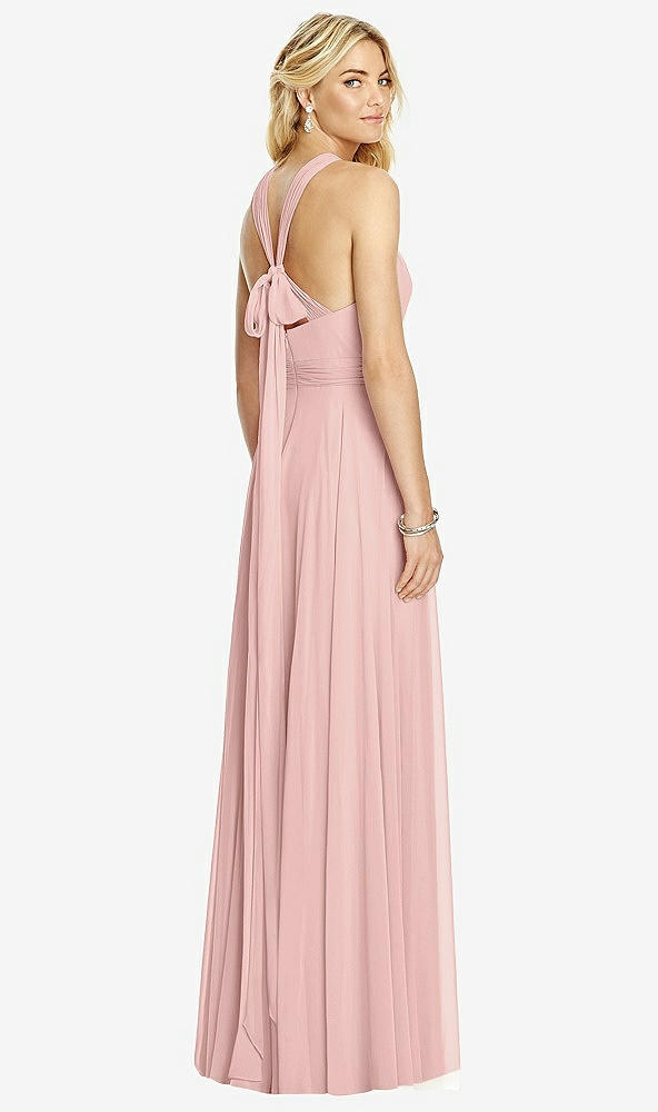 【STYLE: 6760】Cross Strap Open-Back Halter Maxi Dress【COLOR: Rose - PANTONE Rose Quartz】