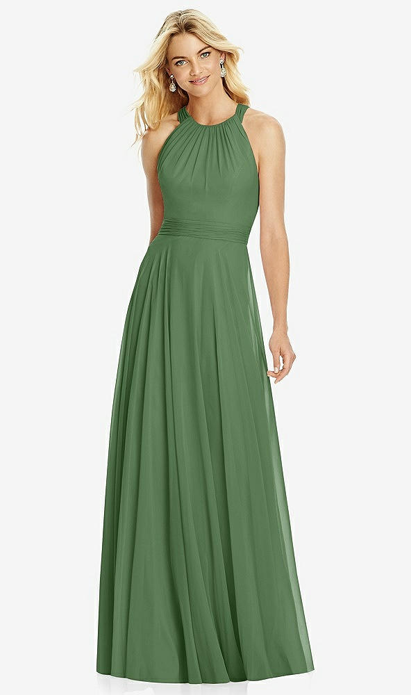 【STYLE: 6760】Cross Strap Open-Back Halter Maxi Dress【COLOR: Vineyard Green】
