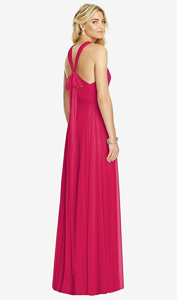 【STYLE: 6760】Cross Strap Open-Back Halter Maxi Dress【COLOR: Vivid Pink】