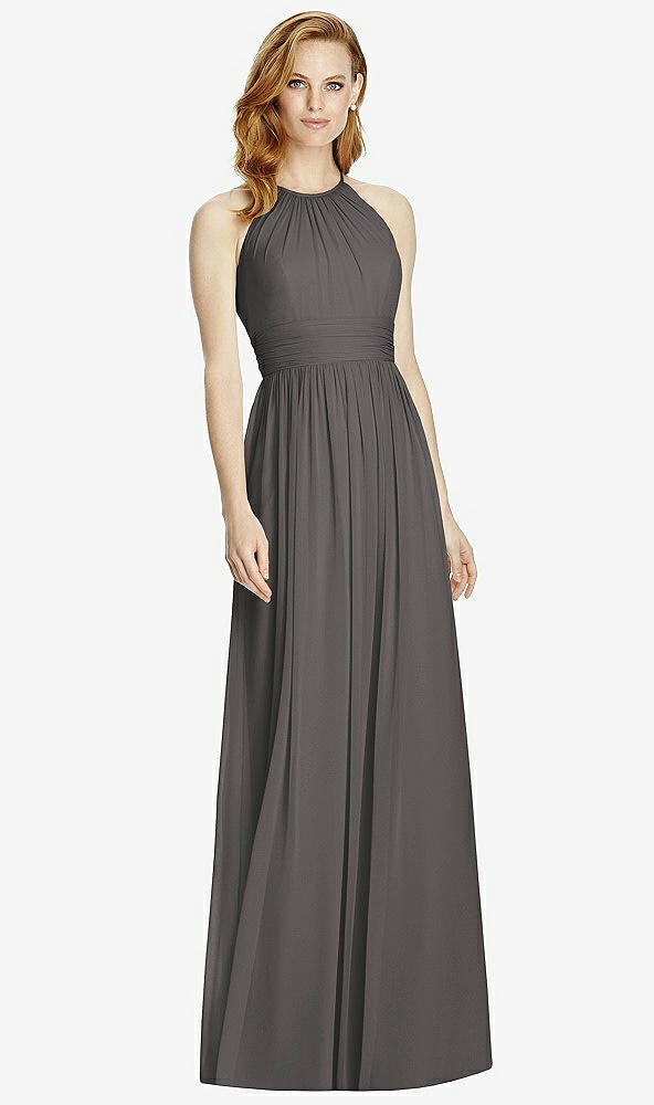 【NEW】【STYLE: 4511】カットアウト オープンバック Shirred Halter Maxi ドレス【COLOR: Caviar Gray】【SIZE: 00-30W】