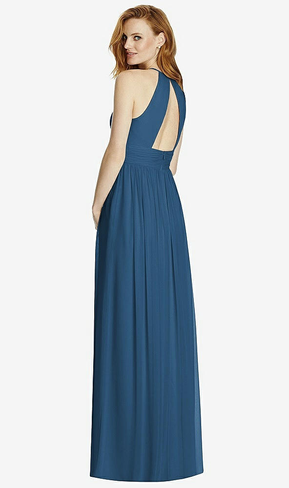 【STYLE: 4511】Cutout Open-Back Shirred Halter Maxi Dress【COLOR: Dusk Blue】