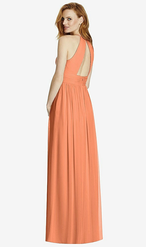 【STYLE: 4511】Cutout Open-Back Shirred Halter Maxi Dress【COLOR: Sweet Melon】