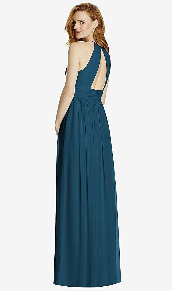 【STYLE: 4511】Cutout Open-Back Shirred Halter Maxi Dress【COLOR: Atlantic Blue】