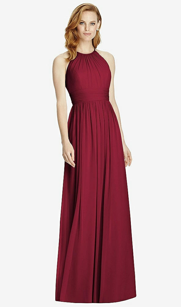 【STYLE: 4511】Cutout Open-Back Shirred Halter Maxi Dress【COLOR: Burgundy】