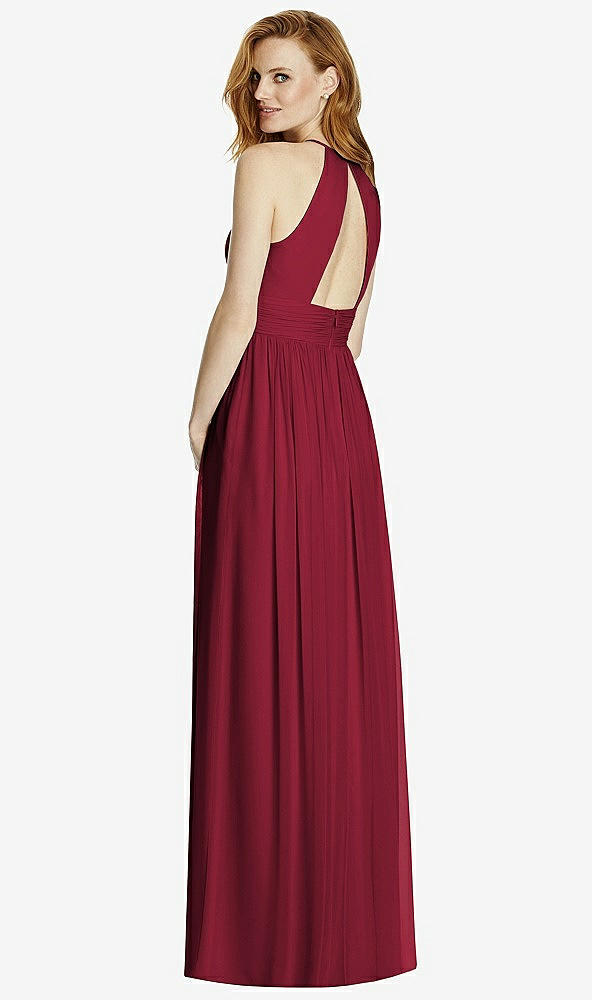 【STYLE: 4511】Cutout Open-Back Shirred Halter Maxi Dress【COLOR: Burgundy】